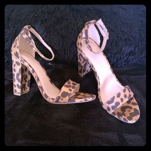 Leopard print block heels
